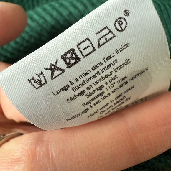 SEZANE Sami Jumper Sweater Ribbed Cropped Merino Wool Organic Cotton Green S - Picture 7 of 8